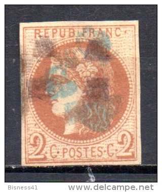 FRANCE:   N° 40 B Bordeaux Report II Oblitéré Bleu !  , Cote 350,00 € Disperse Belle Collection - 1870 Bordeaux Printing