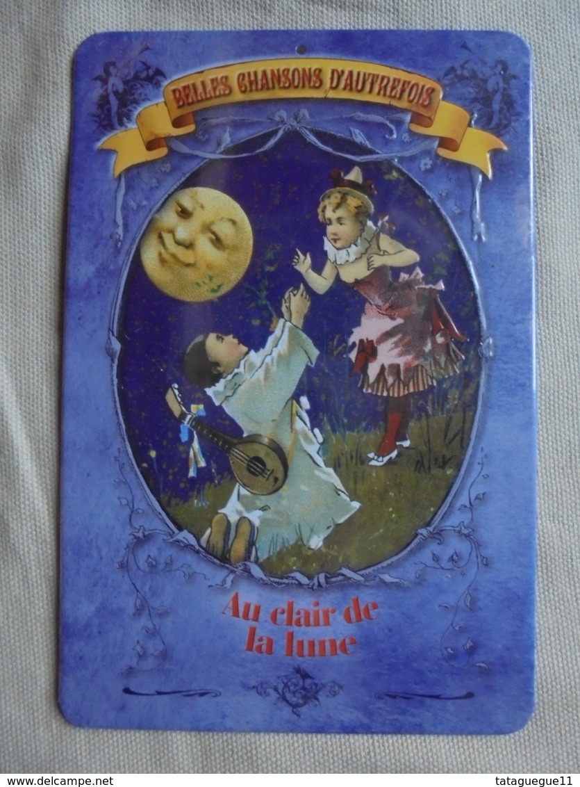 Vintage - Petite Plaque En Tôle "Belles Chansons D'autrefois" Au Clair De La Lune - Tin Signs (vanaf 1961)