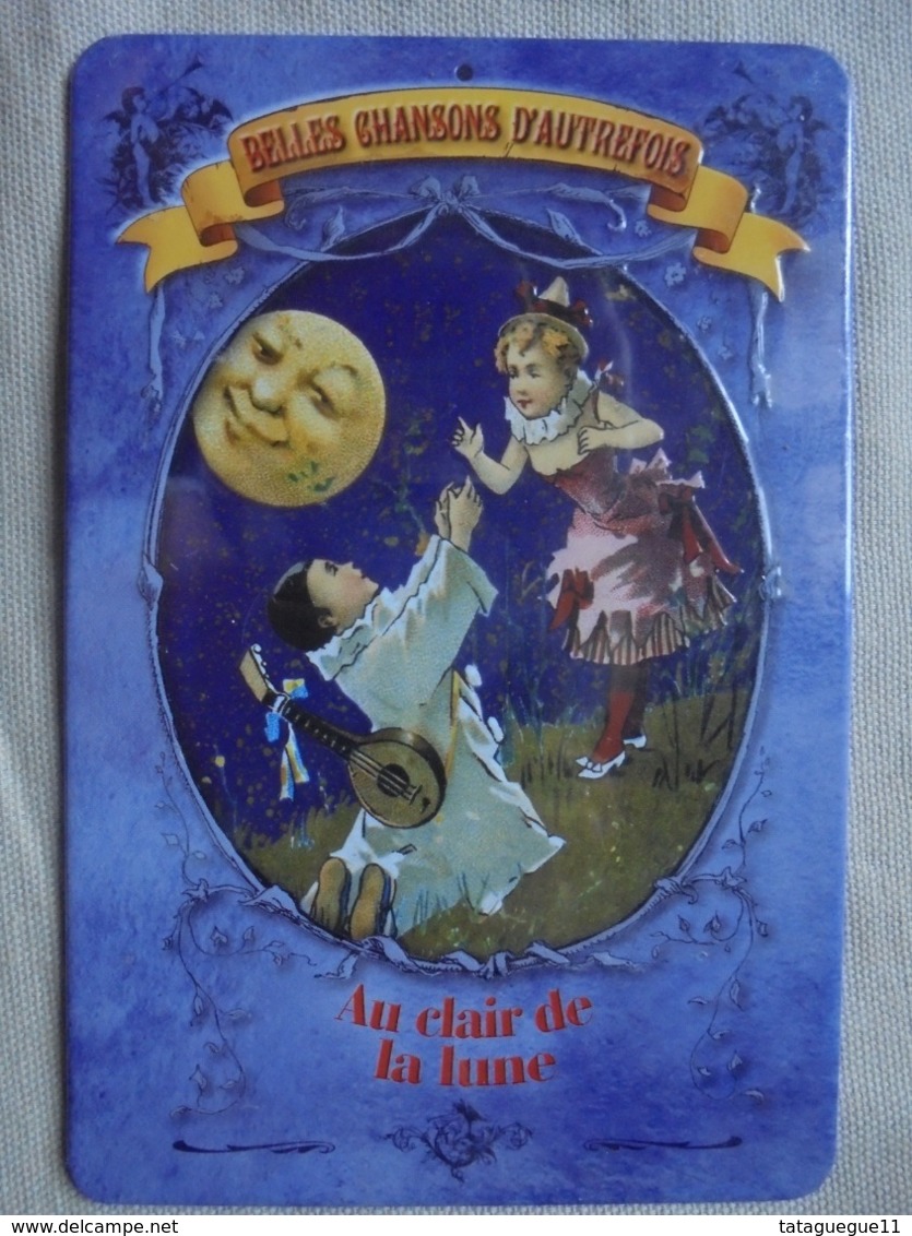 Vintage - Petite Plaque En Tôle "Belles Chansons D'autrefois" Au Clair De La Lune - Tin Signs (vanaf 1961)