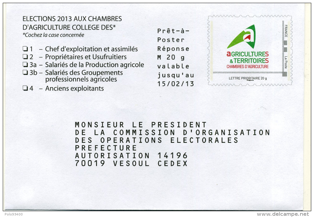 2013 CHAMBRES D'AGRICULTURE - PAP: Antwort