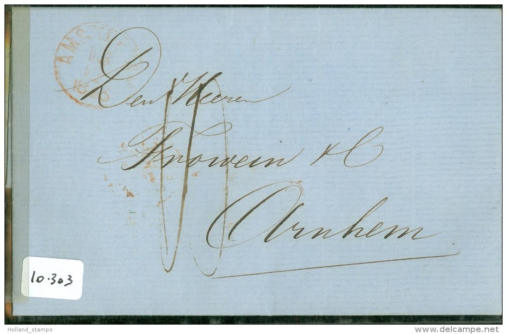 POSTHISTORIE * HANDGESCHREVEN BRIEF Uit 1855 Van AMSTERDAM Naar FROWEIN Te ARNHEM  (10.303) - ...-1852 Préphilatélie
