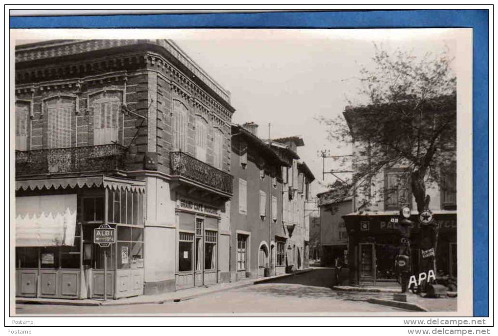 REALMONT-rue Victor Hugo-café Moderne+station Essence AZUR-+   Années 30-40-édition APA - Realmont