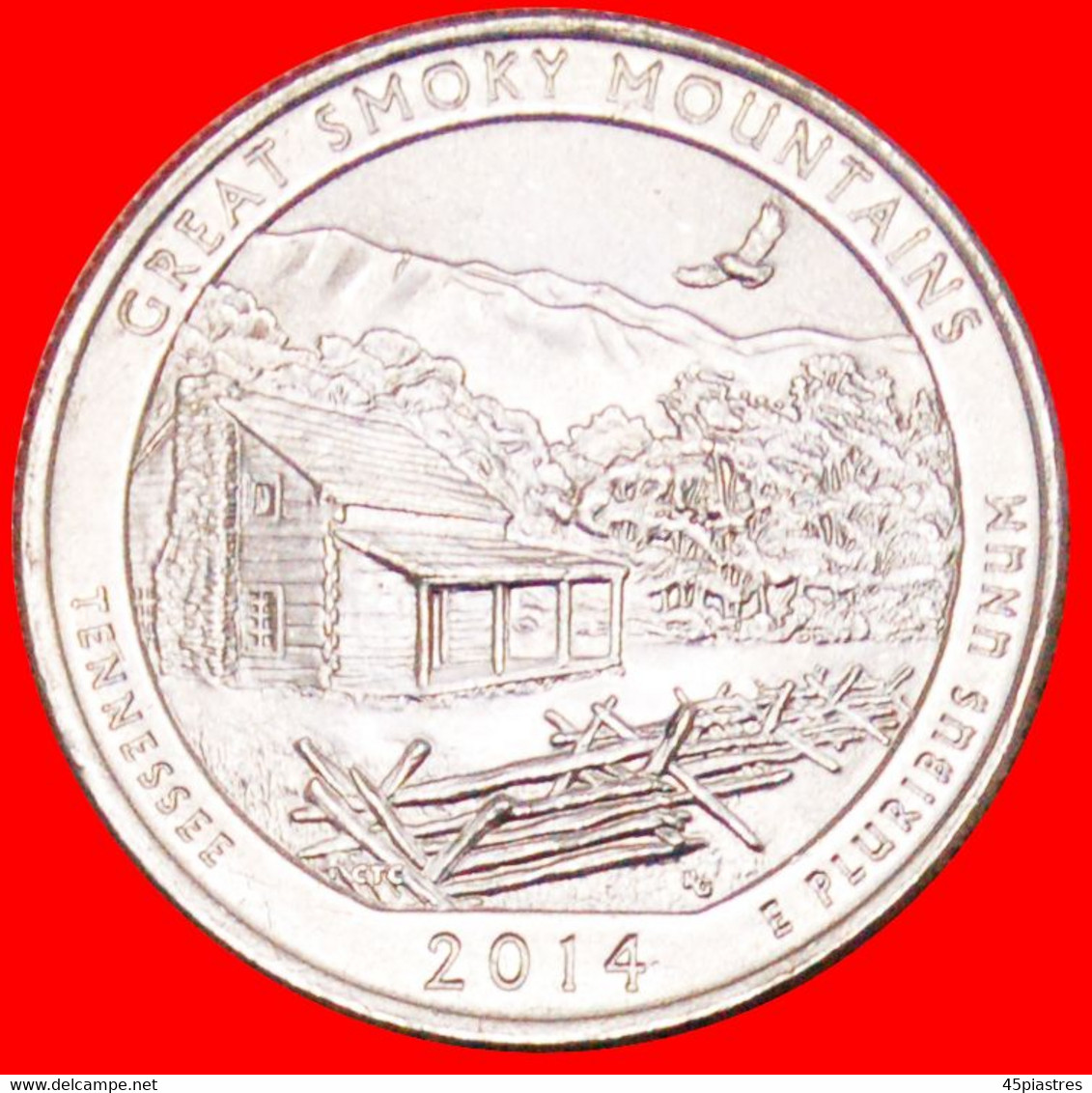 * BIRD OF PREY AND A CABIN: USA ★ 1/4 DOLLAR 2014P UNC! Washington (1789-1797)! LOW START&#9733;NO RESERVE! - 2010-...: National Parks