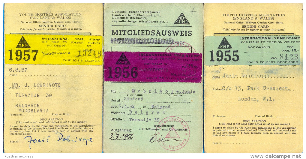 England. The Youth Hostels Asociation (two Cards) And Germany DJH (one Card) - Tickets D'entrée