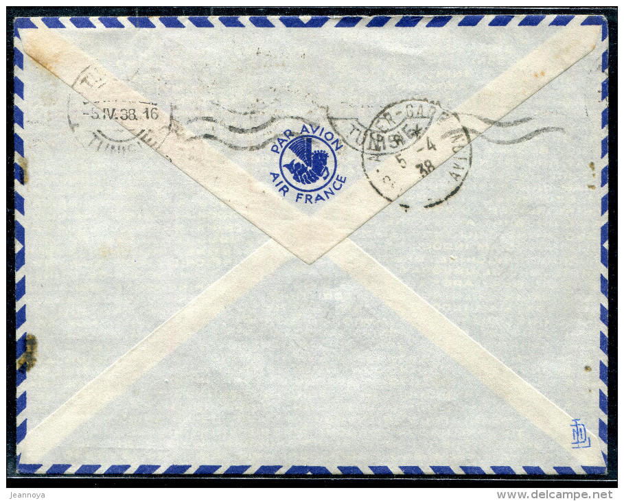 ALGERIE - N° 108 + 115 / LETTRE AVION " 1 Er. SERVICE QUOTIDIEN ALGER-TUNIS LE 5/4/1938 " - TB - Airmail