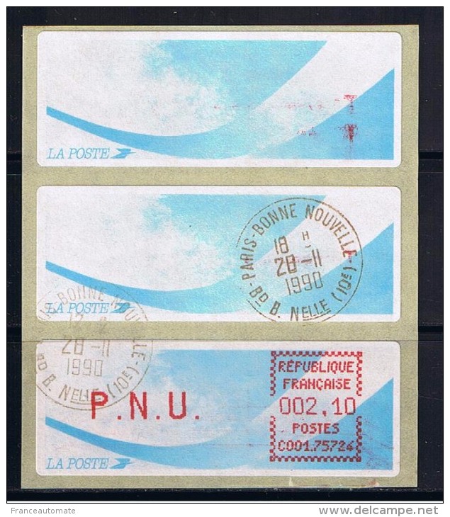 ATMS,  OBLITERE, LSA, CROUZET, PAPIER COMETE, PNU 2.10, BUREAU DE PARIS BONNE NOUVELLE, C001 75724. - 1981-84 Types « LS » & « LSA » (prototypes)