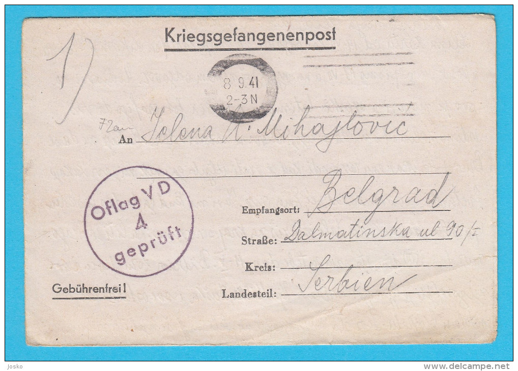 WW2 - GERMANY OFFENBURG IN BADEN-WURTTENBERG - OFLAG V D 4 Prisoner Of War Camp For Officers Only - Kriegsgefangenenpost - Briefe U. Dokumente