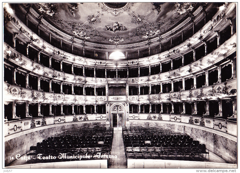 CARTOLINA  CARPI - TEATRO MUNICIPALE    VIAGGIATA 1958 - Carpi