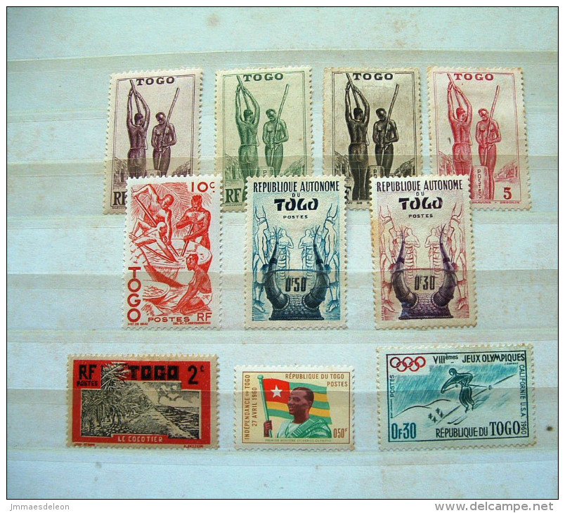Togo 1924 - 1960 - Nude Women Grinding Rice - Mask - Flag Coconut Trees Olympics Ski California - Usati