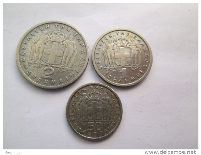 GREECE 2 Drahmes 1957 1 Drahmai 1959 50 Lepta 1954 # L 1 - Greece