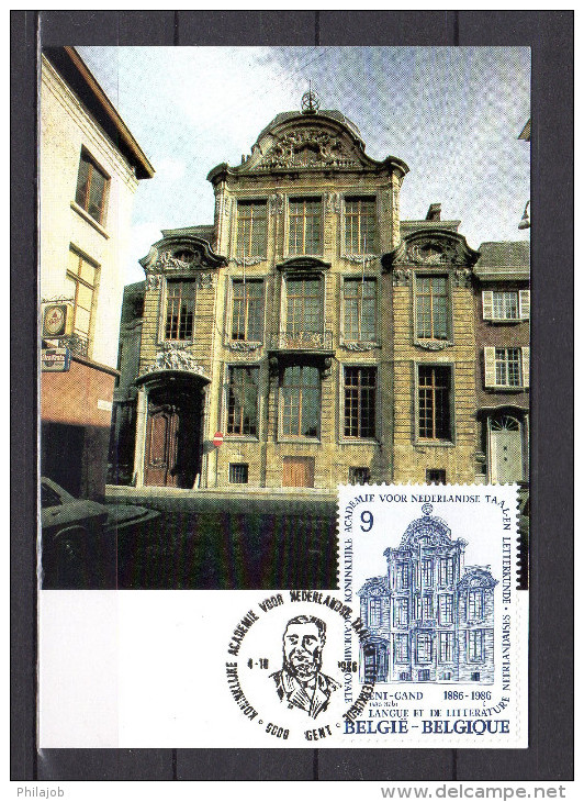 Carte Maximum De 1986 " ACADEMIE ROYALE DE LANGUE ET DE LITTERATURE NEERLANDAISES ". N° YT 2229. Parfait état. CM - 1981-1990