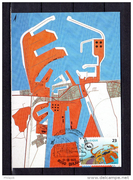 Carte Maximum De 1985 " LE PORT DE ZEEBRUGGES ". N° YT 2177 . Parfait état. CM - 1981-1990