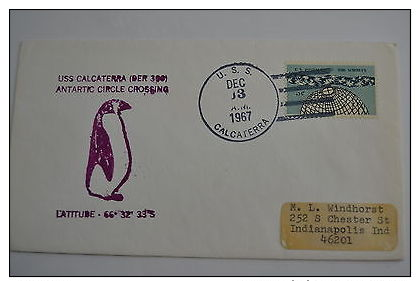 USA Antarctic USS Calcaterra 13/12/1967 Antarctica Circle Crossing - Storia Postale