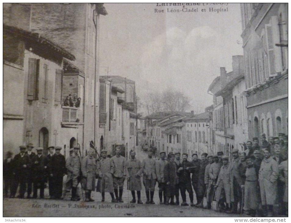 CPA  Tarn Et Garonne La Française Rue Léon Cladel Et Hôpital. Militaire - Lafrancaise