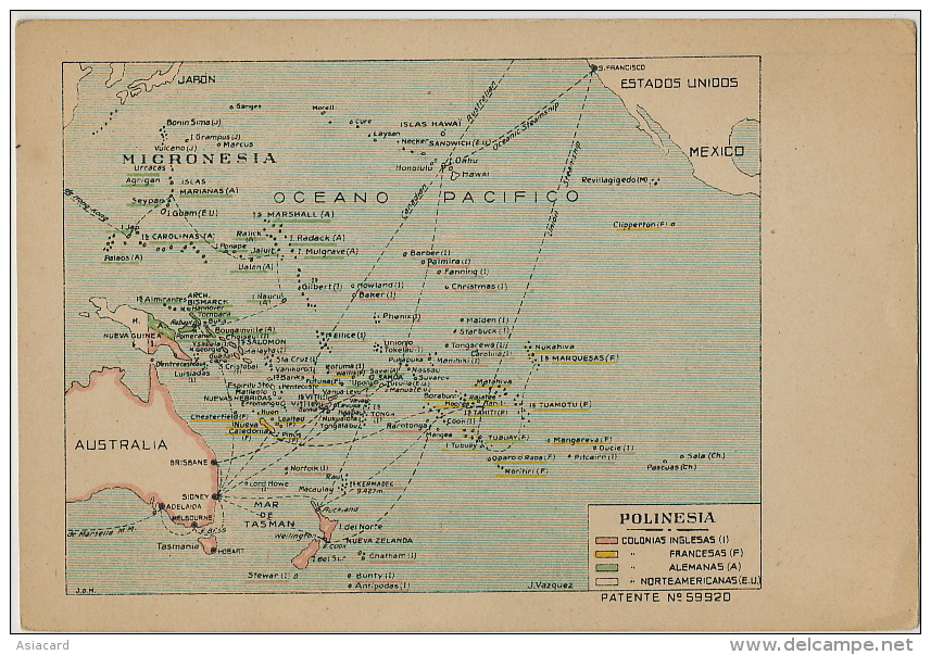 Pacific Islands Map, Marquises, Tonga, Fiji, Solomon,Tahiti, Tuamotou, Micronesie, Papua New Guinea, Samoa, Pitcairn - Autres & Non Classés