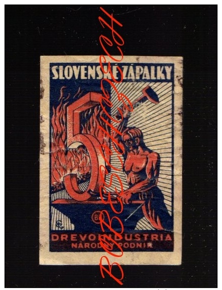 15-052 CZECHOSLOVAKIA  - Cat # 10 BB Slovak Factory Match  Propaganda - Worker - Blacksmith - Five-Year Plan - Luciferdozen - Etiketten