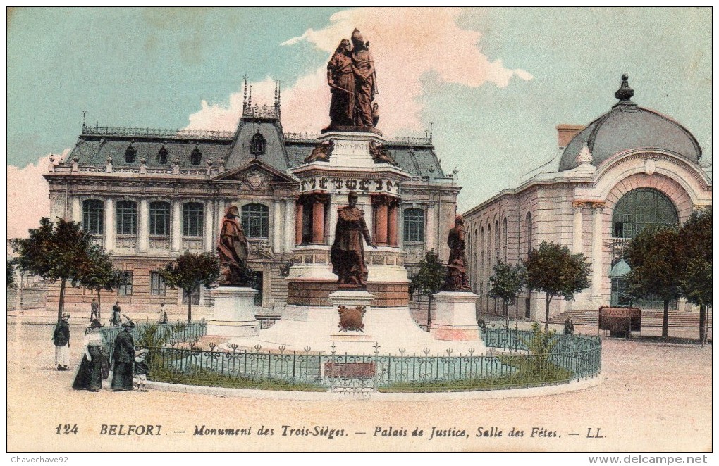 CPA    -    BELFORT   -   MONUMENT DES TROIS SIEGES  -   PALAIS DE JUSTICE - Belfort – Siège De Belfort