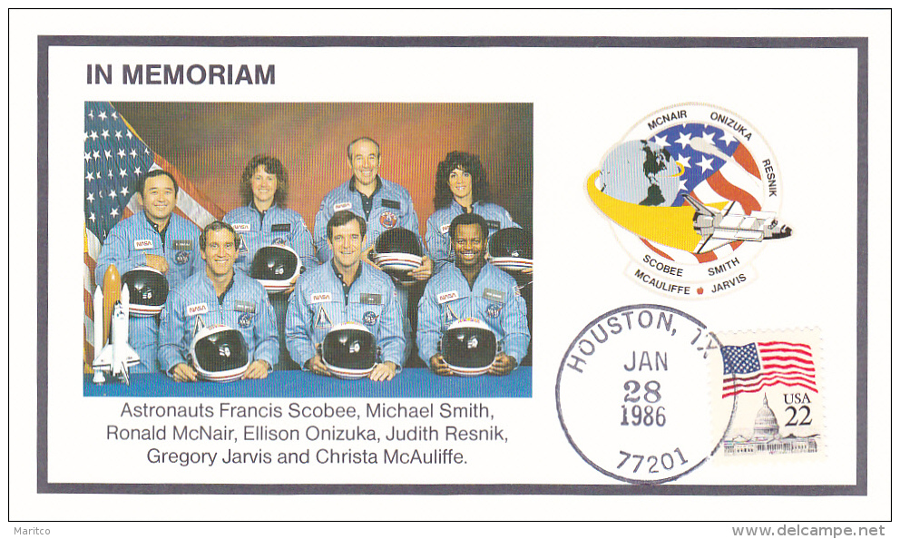 Card In Memorian  Space Shuttle Rocket - North  America