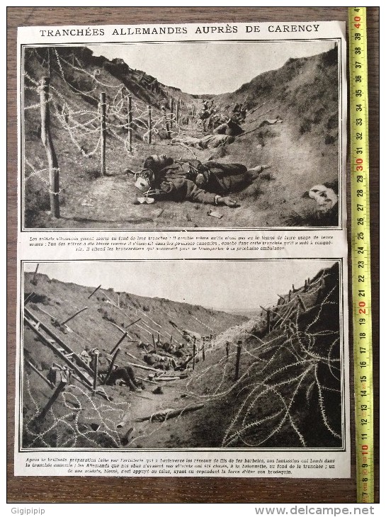 ANCIEN DOCUMENT 1910/1920 GUERRE TRANCHEES ALLEMANDES CARENCY ET POSTE D OBSERVATION ELEVE - Verzamelingen