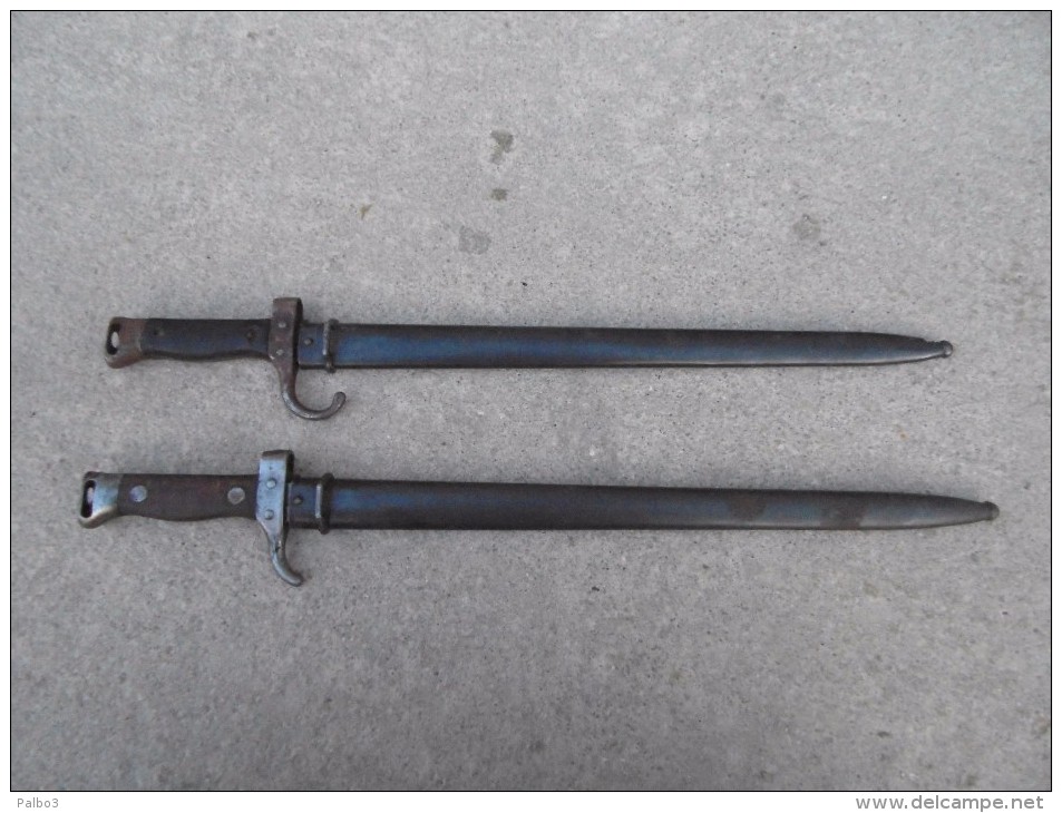 Lot De 2 Baio Pour Fusil Ou Mousqueton Berthier Incomplete Ww1 Baionnette Bayonet - Armes Blanches