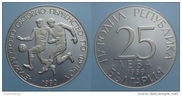 BULGARIA - 1989 Calcio Bella Moneta In Argento Da 25 Leva In Condizioni FDC - Bulgarie