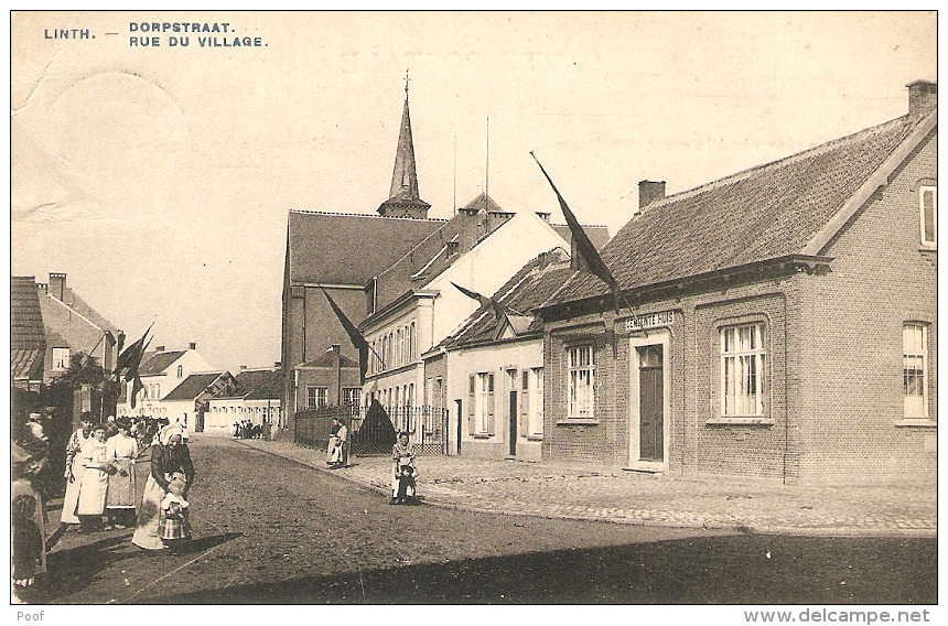 Linth / Lint : Dorpstraat Met Klein Gemeentehuis - Lint