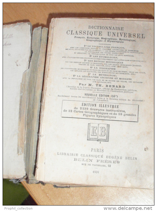 Dictionnaire Classique Universel De 1891 (livre Ancien Avec Illustrations) - Dictionaries