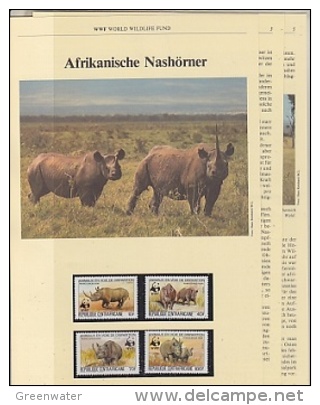 Centrafricaine 1983  WWF /  Rhino  4v ** Mnh With 3 Leaflets With Information About The Issue (W610) - Unused Stamps