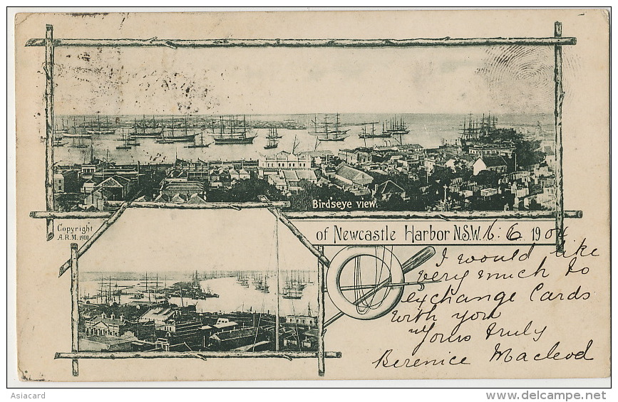 Bird'seye View Of Newcastle Harbor NSW Used 1904 - Newcastle