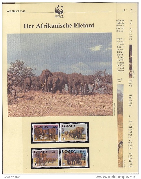 Uganda 1983  WWF /  Elephant  4v ** Mnh With 3 Leaflets With Information About The Issue (W615) - Unused Stamps