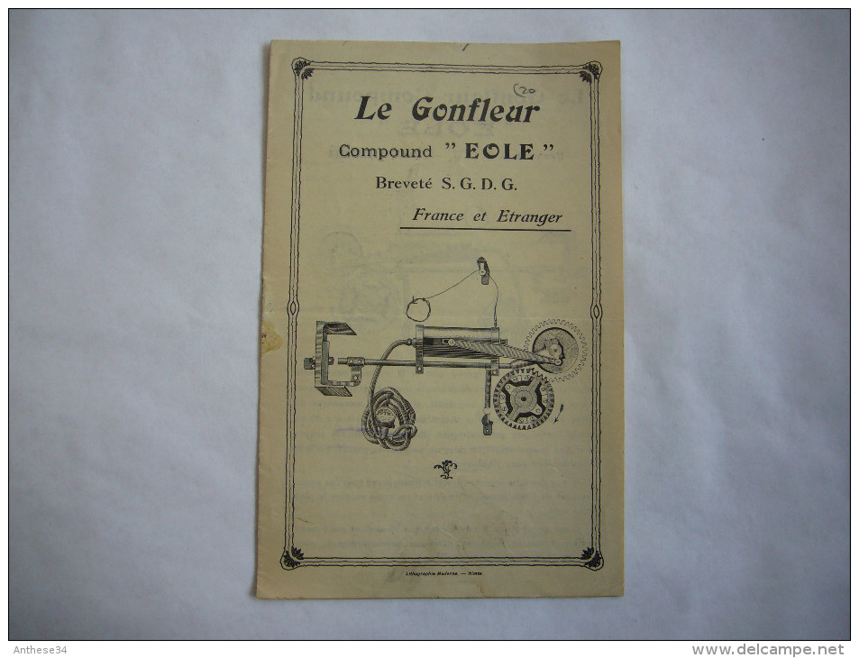 Belle Pub Illustrée Le Gonfleur Compound "EOLE" Breveté Pour Pneus Automobiles Camions - Publicités