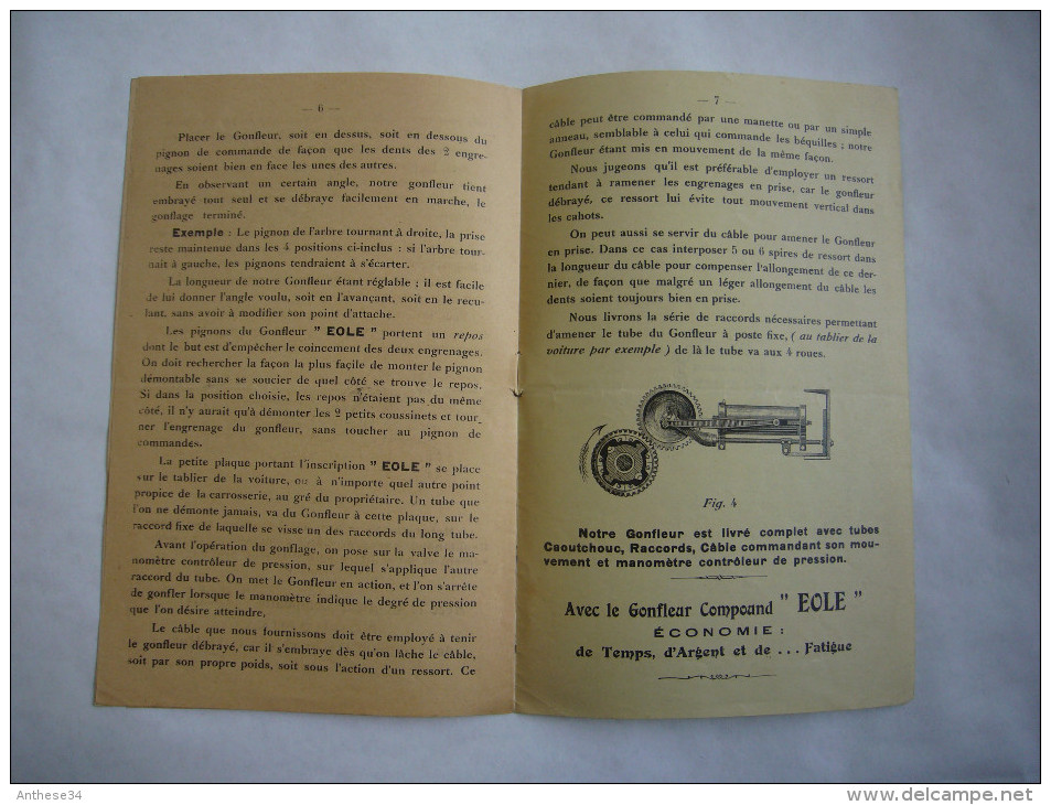 Belle Pub Illustrée Le Gonfleur Compound "EOLE" Breveté Pour Pneus Automobiles Camions - Publicités