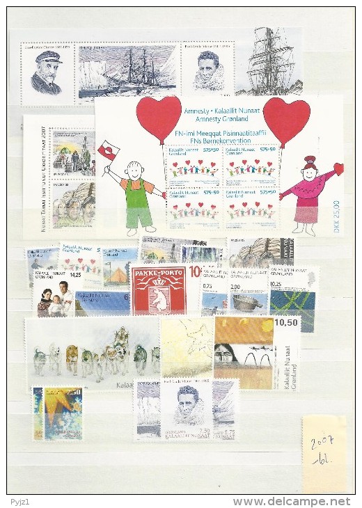 2007 MNH Greenland, Year Complete According To Michel, Except Self Adhesive And Block 38, Postfris - Volledige Jaargang