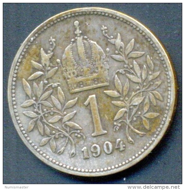 AUSTRIA , 1 KRONE 1904 , UNCLEANED SILVER COIN - Autriche