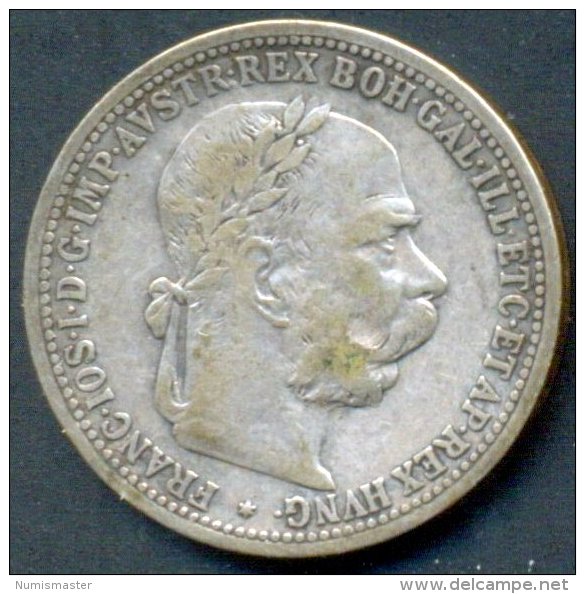 AUSTRIA , 1 KRONE 1904 , UNCLEANED SILVER COIN - Austria