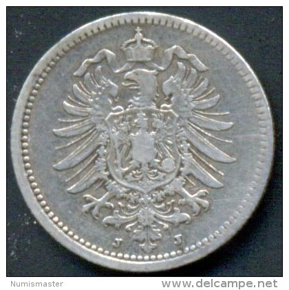 GERMANY 20 PFENNIG 1876 J , UNCLEANED SILVER COIN - 20 Pfennig