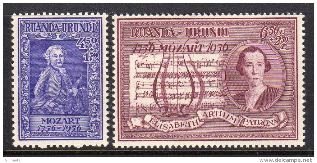RUANDA URUNDI - 1956 MOZART ANNIVERSARY SET (2V) SG 198-199 FINE MNH ** - Unused Stamps