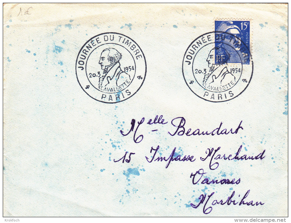 Paris 1954 - BT Journée Du Timbre Sur Gandon - Commemorative Postmarks