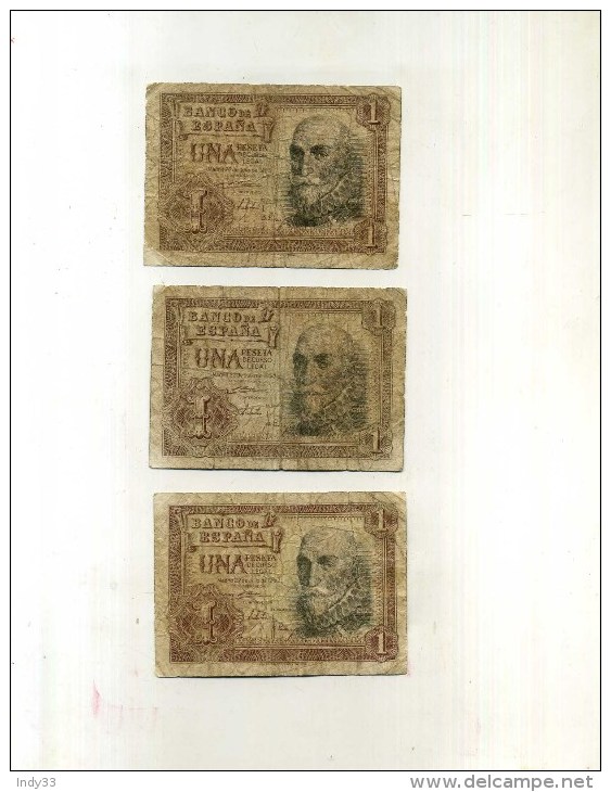 - ESPAGNE 1936/75 . LOT DE 3 BILLETS DE 1 P. 1053 . - 1-2 Pesetas