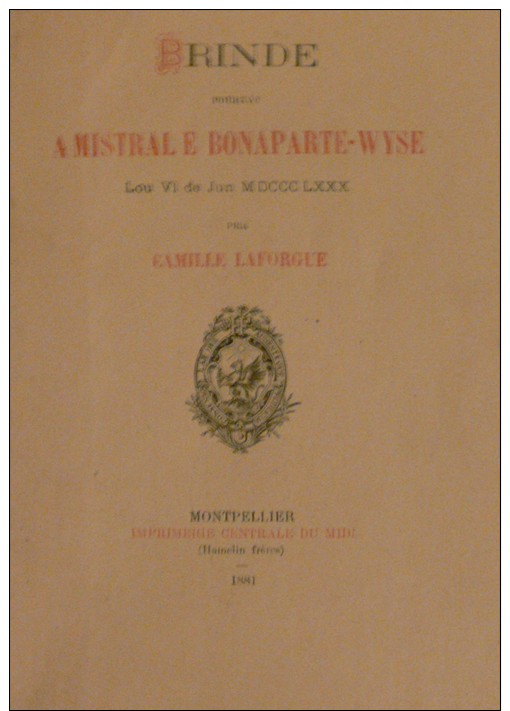 Occitan Camille Laforgue Bonaparte Wyse Montpellier - Alte Bücher