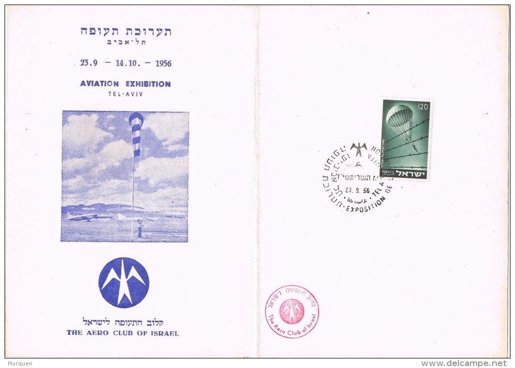 16304. Tarjeta Dos Hojas TEL AVIV (Israel) 1956. Aviation Exhibition Aero Club Israel - Luchtpost