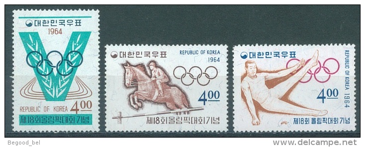 SOUTH KOREA  - 1964 - MNH/**  - OLYMPIC GAMES TOKYO -  Mi 457 459 460 Yv 355 356 358 - Lot 13221 - Corée Du Sud