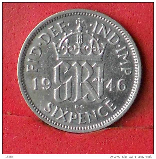 GREAT BRITAIN  6  PENCES  1946  2,83 GRS - 0,500 SILVER KM# 852  -    (Nº13531) - H. 6 Pence