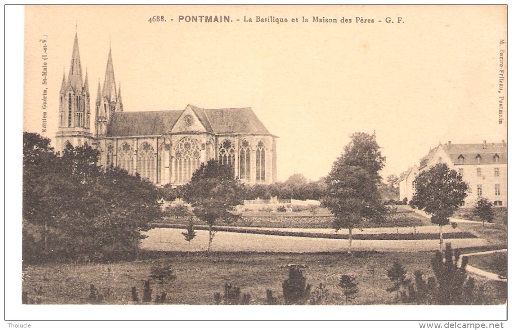 Pontmain (Landivy-Gorron-Mayenne)-La Basilique Et La Maison Des Pères-Edit. M.Bazire-Friteau, Pontmain - Gorron