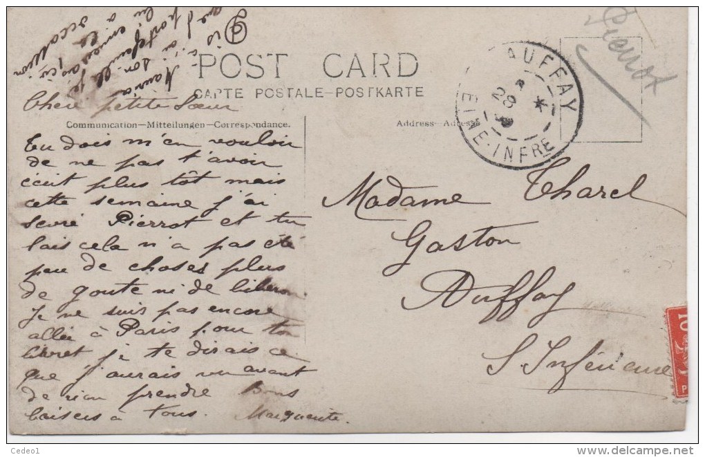 CARTE PHOTO  CACHET AUFFEY  BEBE DANS UN BERCEAU - Auffay