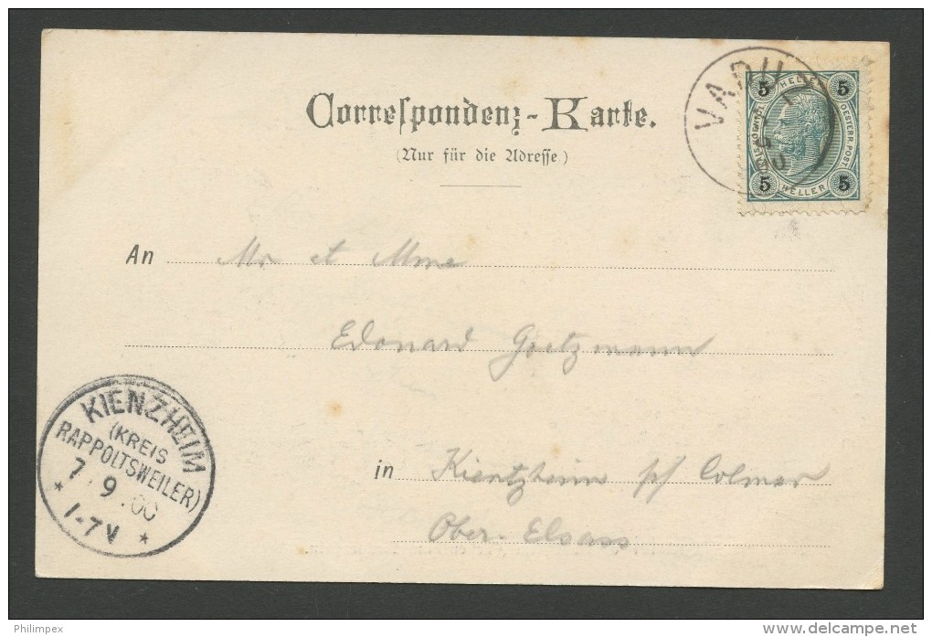 LIECHTENSTEIN, FORERUNNER 1900 5 H STAMP, SUPERB CARD: KURHAUS GAFLEIPicture Postcard Kurhaus Gaflei With 5H Forerunne - ...-1912 Prephilately