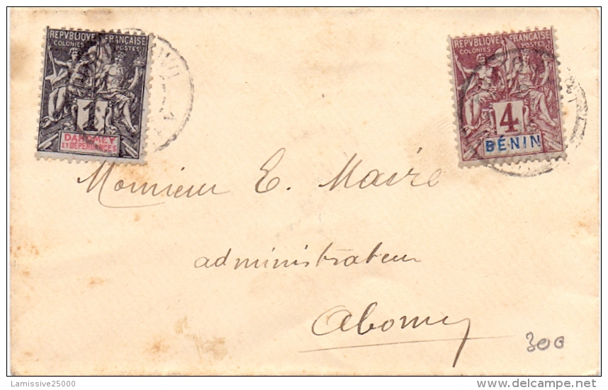 DAHOMEY BENIN LETTRE AFFRANCHIE A  5 C TARIF IMPRIMER DE PORTO NOVO POUR ABOMEY - Covers & Documents