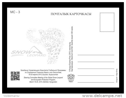 Maxicard Kyrgyzstan (KEP) 2014 Mih. 9 Fauna. Snow Leopard III - Kirgisistan