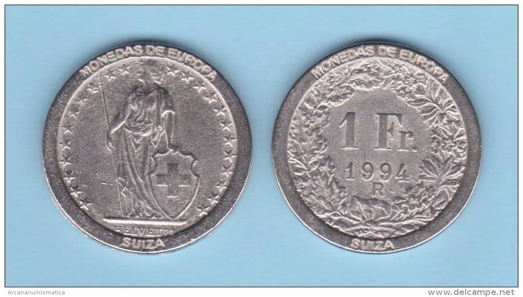 SUIZA - 1 FRANCO 1.994 KM#24a.3 Colección  "MONEDAS DE EUROPA"  SC/UNC  Réplica  T-DL-11.517 - Otros & Sin Clasificación