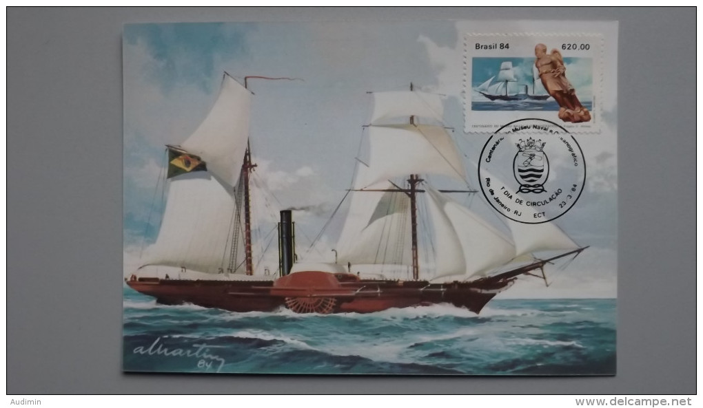 Brasilien 2020 Yt 1645 Maximumkarte MK/MC, Orts-ESST, 100 Jahre Museum Für Seefahrt Und Ozeanographie, Rio De Janeiro - Maximum Cards